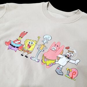 SpongeBob SquarePants Funny Graphic Crewneck Sweatshirt Top Size: Large